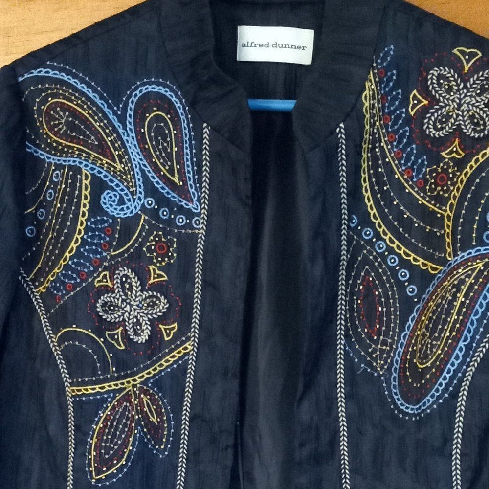 Alfred Dunner Navy Embroidered Jacket - Picture 7 of 7